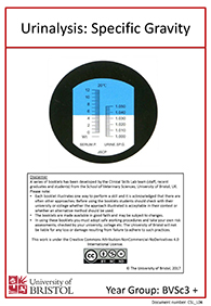 Clinical skills instruction booklet cover page, Urinalysis Specific Gravity